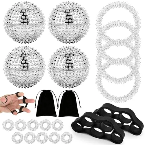 Stück Igelball Massageball Set mit Akupressur-Ringen und Fingertrainern