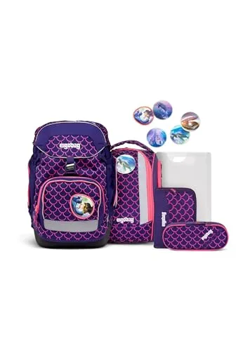 Ergobag Pack PerlentauchBär - 6-teiliges Schulranzen Set für Mädchen - Schulranzen Set mit ergonomischem Design, ideal für einen gesunden Rücken und viel Stauraum für Schule und Freizeit.