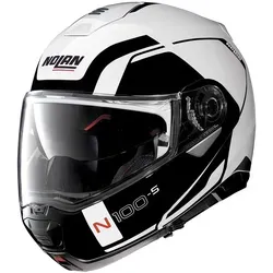 Nolan N100-5 Consistency N-Com Helm in Schwarz-Weiß, Größe 2XS - Motorradhelm mit ultra-weitem, kratzfestem Visier und UV 400 Sonnenvisier. Ideal für Komfort und Sicherheit auf jeder Fahrt.