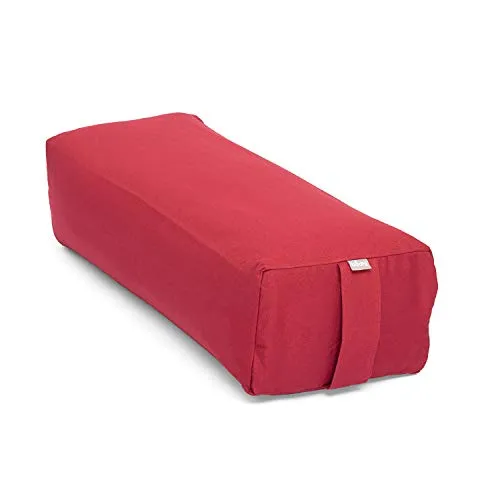 Bodhi Yoga Salamba Bolster Eco | Waschbarer Bezug aus 100% Bio-Baumwolle | Yogarolle eckig mit Bio Dinkelfüllung | Yogakissen groß für Restoratives Yoga | Maße: 63,5 x 26,5 x 20,5 cm (Bordeaux)