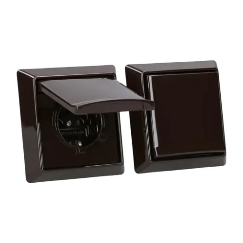 Busch-Jaeger Allwetter 44 SCHUKO Steckdosen-Set 2er IP44 Braun