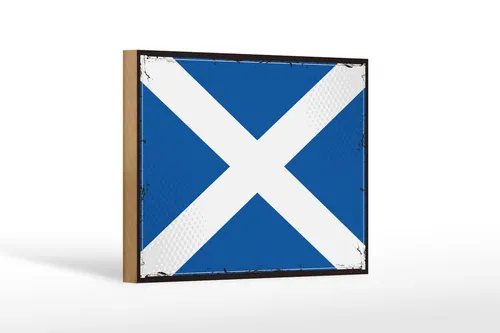 Holzschild Flagge Schottlands 18x12 cm Retro Flag Scotland Deko Schild
