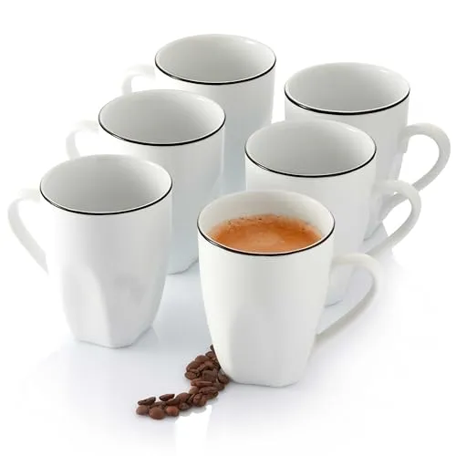 SÄNGER Kaffeetassen Set Bilgola Black Rim 6 tlg in weiß von Sänger