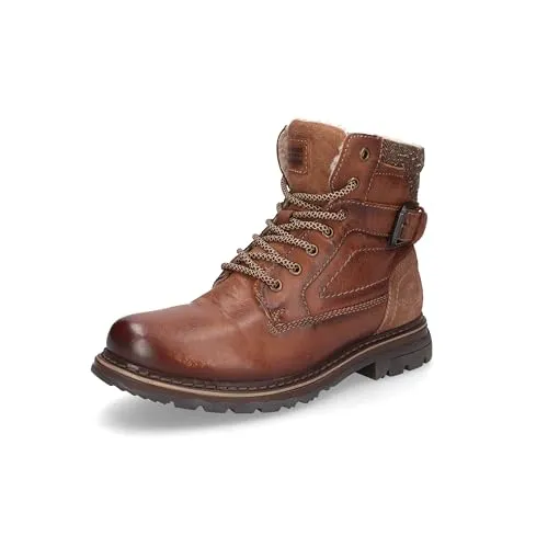 Dockers by Gerli Stiefelette Leder Schnürstiefelette braun 45 EU - Wanderschuhe mit wärmender Innensohle und robustem Gummiprofil, ideal für Outdoor-Aktivitäten und gemütliche Herbstspaziergänge.