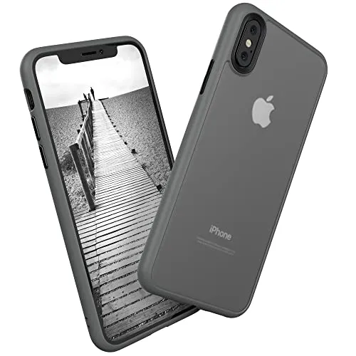 EAZY CASE Ultra Schutz Outdoor Hülle kompatibel mit iPhone X/XS, hochwertige Schutzhülle mit Ultra Aufprallschutz, Stoßfest und Kratzfest, dünne Handyhülle mit Kameraschutz, Anthrazit