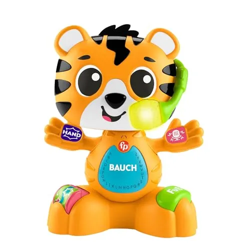 Fisher-Price Beat Bande Lern & Tanz Tiger Justin - Musikalisches Lernspielzeug für Babys ab 9 Monaten mit über 50 Liedern und Geräuschen; fördert Feinmotorik und interaktives Spielen für frühes Lernen.