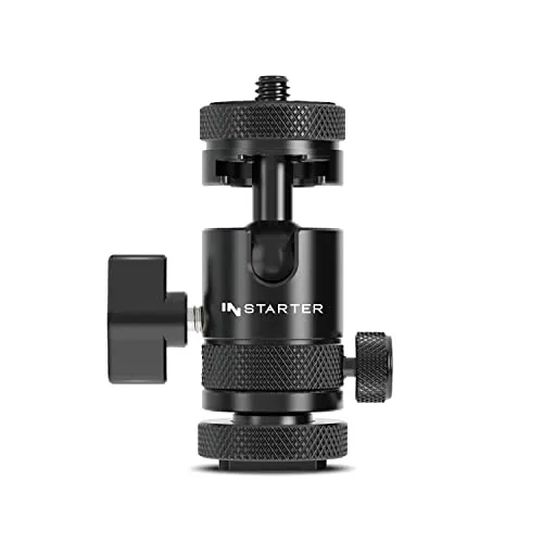 Instarter FlexMount Head Plus Kugelkopf 2-in-1 mit Blitzschuh, Stativkopf für 1/4