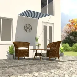 Prolenta Premium Einziehbare Markise 100×150 Cm Blau Und Weiß