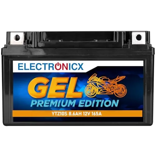 Electronicx YTZ10S GEL Motorradbatterie 12V 8,6Ah 165A – wartungsfreie, versiegelte Starterbatterie für Motorrad, Roller & Powersport – vibrationsfest, auslaufsicher, kompakt & sofort einbaufertig