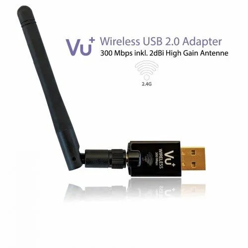 VU+ Wireless USB 2.0 Adapter 300 Mbps - WLAN-Zubehör mit 2 dBi High Gain Antenne für höhere Reichweite und Geschwindigkeiten bis zu 300 Mbps, kompatibel zu Windows, Linux und macOS X.