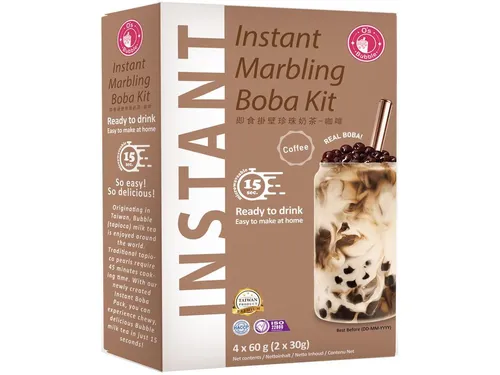 O's Bubble Instant Bubble Tee Kit Kaffeegeschmack 240g | Tapiokaperlen Strohhalm