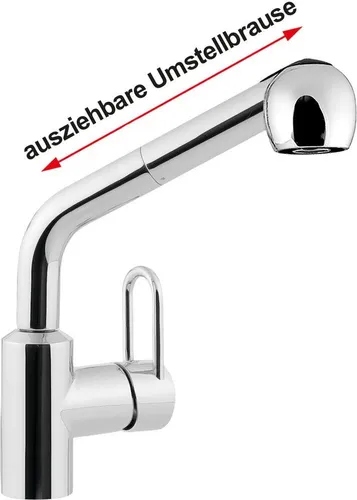 Spültischarmatur zur Unterfenstermontage klappbar nit Handbrause