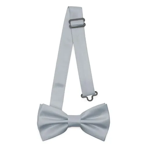 Ladeheid Kinder Jungen Fliege - Vorgebunden, Einstellbares Band, Mattes Design, Ideal für Hochzeit, Geburtstag, Einschulung - Strapazierfähig & Stilvoll BKM (10cm x 5cm, Silber)