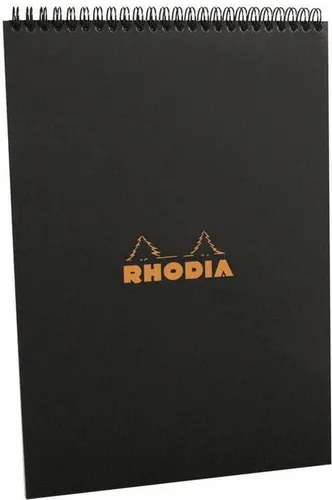 CLAIREFONTAINE Notizblock Spiralnotizblock A4 kariert 80 Blatt schwarz