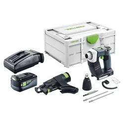 Festool DURADRIVE DWC 18-4500-Basic Bauschrauber 18V - Leistungsstarker Trockenbauschrauber mit 14 Nm Drehmoment, ideal für präzise Arbeiten. Inklusive 5 Ah Akku und Ladegerät, perfekt für den flexiblen Einsatz auf der Baustelle.