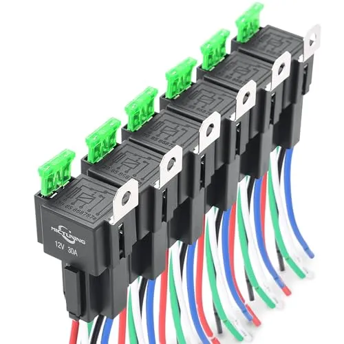 MICTUNING 6 Stücke 12V Relais mit 30A Flachsicherung, 5Pin Sicherungsrelais
