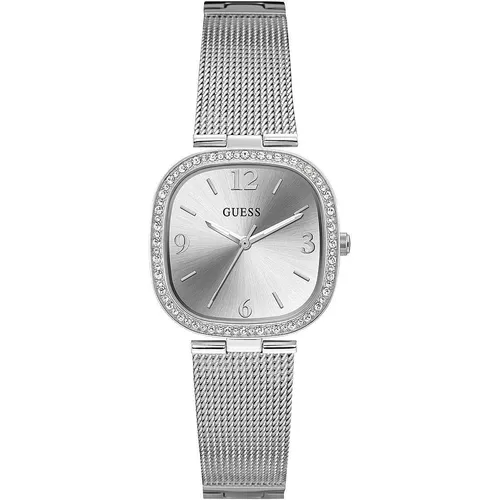 Guess Damen Armbanduhr Tapestry silber 32 mm GW0354L1 - Damenuhren mit funkelnden Kristallsteinen für einen glamoursichen Look, präzises Quarzwerk und bis zu 3 ATM wasserbeständig.