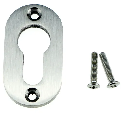 Profilzylinder-Rosette Oval Edelstahl V2A massiv Bohrlochabstand 45mm Dicke 6 mm