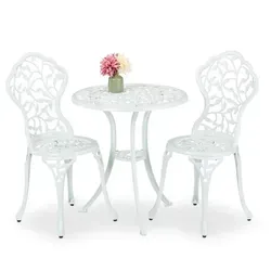 Gartenmöbel Set - 2 Stühle und Gartentisch aus Metall - 3-teiliges Balkonmöbel-Set für bis zu 2 Personen, stilvolles und langlebiges Design aus Aluminium, perfekt für entspannte Stunden im Garten oder auf dem Balkon.