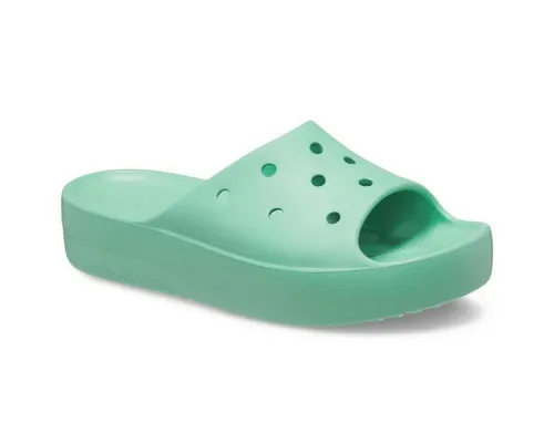 Crocs Women's Classic Slide | Plattform Sandalen in Jadestein, Größe 41-42 EU - Clogs für Damen mit 31 mm erhöhtem Plateau, leicht und bequem dank der ikonischen Crocs Comfort Technologie – ideal für jedes Outfit.