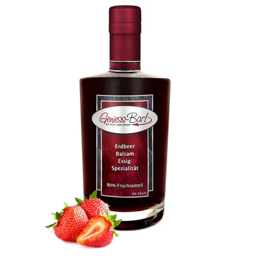 Erdbeer Balsam Essig - Spezialität 0,35L 80% Fruchtsaft vollfruchtig 5% Säure