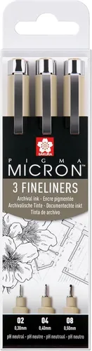 SAKURA Fineliner PIGMA MICRON 3er Etui 0,3 mm 0,4 mm 0,5 mm schwarz