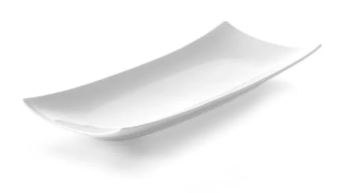 HENDI Platte Bark, Hohe Schlag- und Verschleißfestigkeit, Servierschüsseln, Dessertschale, Snackschale, Schüssel, 352x145x(H) 40mm, creme Weiß Porzellan