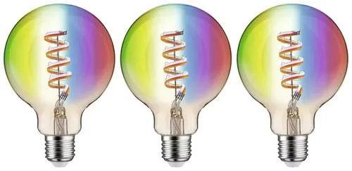 Paulmann 29165 Home LED-Leuchtmittel E27 6.3W RGBW Gold - Energiesparlampen im praktischen 3er-Pack mit Vintage-Design, steuerbar per App oder Sprachbefehl, für individuelle Lichtstimmungen in jedem Raum.