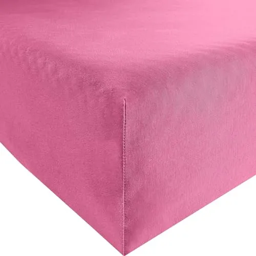 REDBEST Jersey-Stretch Spannbettlaken San Francisco 100% Baumwolle, rosa Größe 90x190 cm - 100x200 cm - weiche Qualität, bügelfrei, Rundumgummi, bis 20 cm Höhe