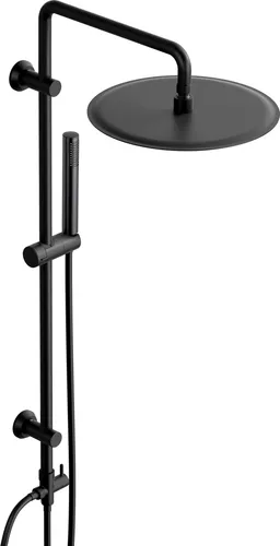 JOHO Regendusche Duschsystem ohne Armatur, Edelstahl Duschset mit 92cm Duschstange, XXL Überkopfbrause Rund D30cm Schwarz