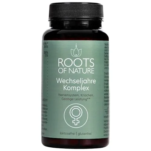 ROOTS OF NATURE Wechseljahre Vitalpilz-Komplex – 60 vegane Kapseln - Pflanzliches Ergänzungsmittel mit Hericium, Reishi und Maitake für Hormonbalance und emotionale Stabilität in den Wechseljahren. Ideal zur Unterstützung von Nervensystem und geistiger Leistung.