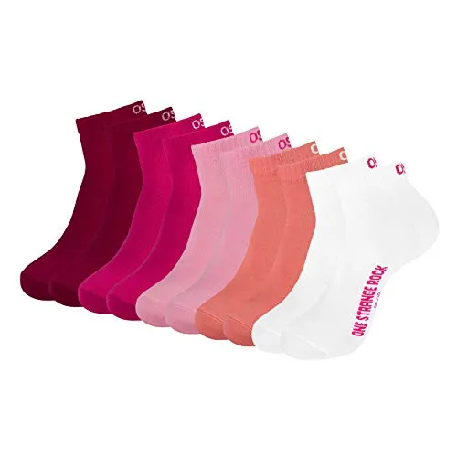 ONE STRANGE ROCK Quarter Socken Kurzsocken Herren Damen 5, 10, 15, 20, 30 Paar, Farbe:Pink/Rosa/Weiß - 5er Pack, Größe:35-38, Artikel:-401 pink unicorn