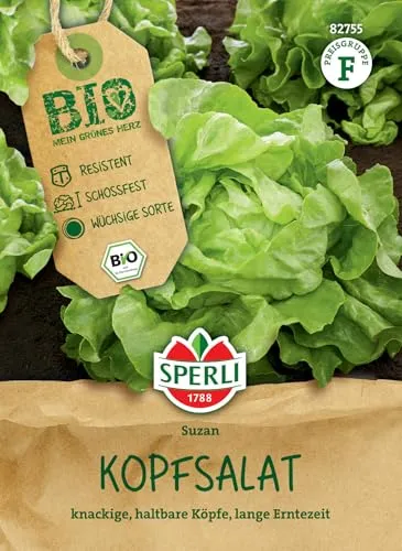 Sperli BIO Kopfsalatsamen 82755 - Das perfekte Saatgut für knackige, haltbare Salatköpfe. Der Kopfsalat, der durch Bio-Qualität und lange Erntezeit überzeugt. -Salate