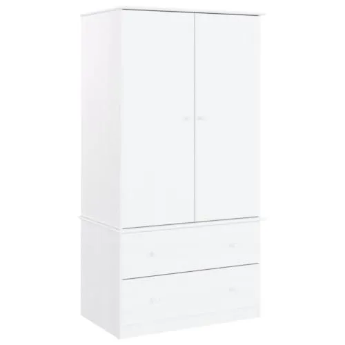 vidaXL Kleiderschrank mit Kleiderstange und 2 Schubladen - Kleiderschrank aus massivem Kiefernholz, langlebig und rustikal, bietet reichlich Stauraum für Kleidung und Accessoires.