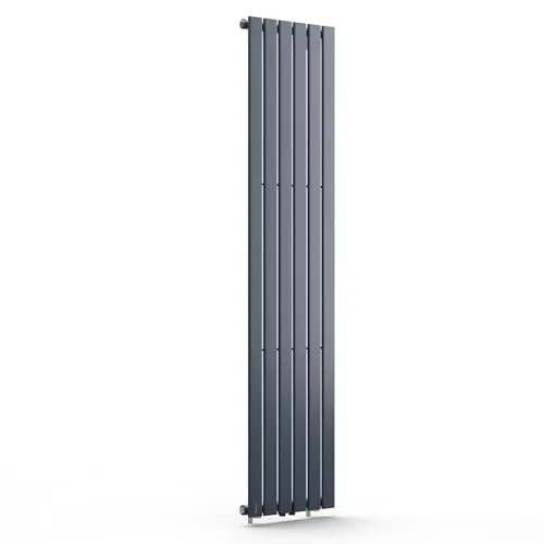 blumfeldt Ontario Heizkörper – Warmwasserradiator in Anthrazit - Eleganter Warmwasserradiator mit 6 flachen Heizröhren für effiziente Raumbeheizung. Ideal für die Wandmontage und einfache Reinigung. Maße: 180 x 45 x 5,5 cm.