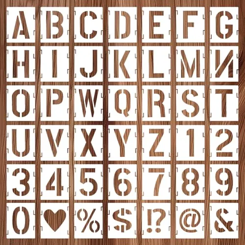 Stück Buchstaben Schablone Set, 10 cm Wiederverwendbare Buchstaben Zahlen Zeichen Schablonen Alphabetschablone für Holzschilder Malerei DIY und Handwerk 42