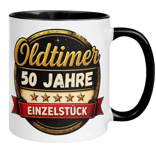 Geburtstag Männer Geschenk Tasse | Oldtimer – 50 Jahre Einzelstück | Lustige Geschenk Geburtstagstasse mit Spruch 50. Geburtstag | 50ter Geburtstag - Witziges Geburtstagsgeschenk Mann 50
