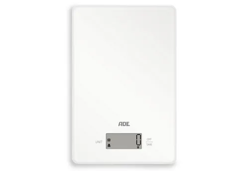 ADE Küchenwaage digital, präzise Grammwaage bis 5kg mit großem Display, extra flache Bauart, mit Öse zum Aufhängen