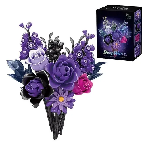 Romantisches Blumen Bouquet Klemmbaustein Set 822 Teile Lila Modell