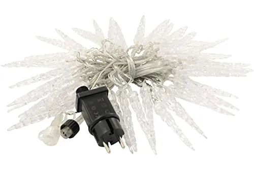 LED Lichterkette mit kalt-weißen beleuchteten Eiszapfen, für Innen und Außen geeignet, Erweiterbar um 2 Lichterketten (40-er Eiszapfen-Lichterkette)