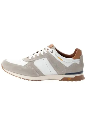 camel active Herren Schnürschuhe aus echtem Leder Braun-Weiß - Herren-Sneaker aus hochwertigem Leder mit stylischem Schriftzug und leichter TPR-Sohle für optimalen Komfort und trendigen Look.