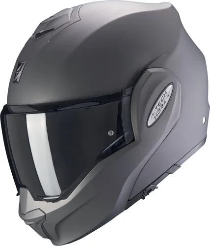Scorpion EXO-Tech Evo Solid Modularhelm - Matt-Dunkelgrau - XS - Modularhelm für Motorradfahrer mit Full-Face-Look, Pinlock-Vorbereitung und Kwikwick® Innenfutter für optimalen Komfort bei jedem Wetter.