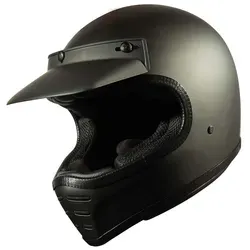 Peroz Gyamo Helm XL, schwarz für Männer - Stylischer Motorradhelm im Retro-Design mit Druckknöpfen für Helmschirm und herausnehmbarem Innenfutter. Ideal für den täglichen Einsatz auf dem Motorrad.