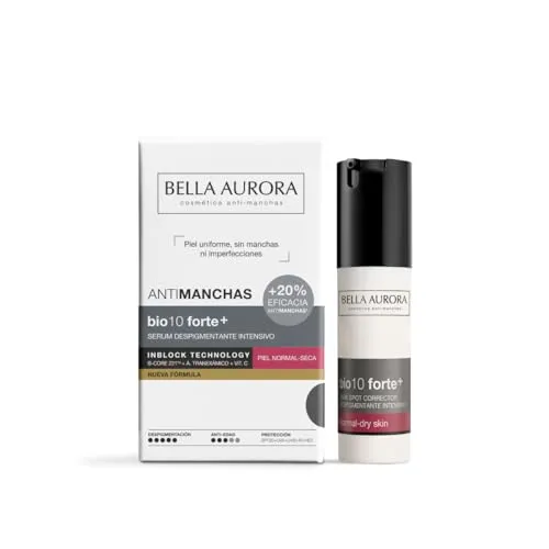 Bella Aurora BIO10 FORTE+ Haarentfernungsserum für trockene Haut, entfernt dunkle Flecken und spendet Feuchtigkeit, mit B-CORE 221TM und Tranexamsäure, UVA-, UVB-, IR- und Blaulichtschutz, 30 ml