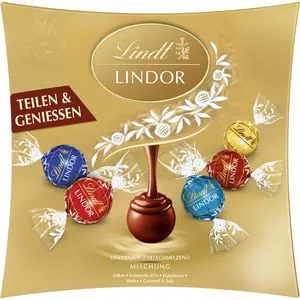 Lindt Pralinen Lindor Mischung, 250g - 19 zartschmelzende Kugeln - Schokoladen-Geschenkideen mit 5 köstlichen Sorten, einzeln verpackt und alkoholfrei – perfekt für jeden Anlass!