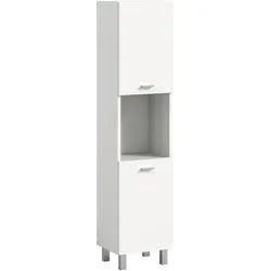 Bodenstehender und hängender Badschrank 30 cm x 125 cm - Weiß - Bad-Einbauschränke, flexibel montierbar für optimale Badorganisation und modernes Design in Weiß.
