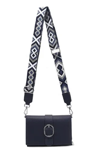 ITALYSHOP24 Schultertasche Damen CROSS OVER BODY Brusttasche Umhängetasche Clutch mit Geldbörse (kleine Gürtel-Tasche, 3 getrennte Fächer, breites Gurt, Kartenetui), Bodybag Geldtasche Muster Taschengurt, Handyfach, Leder Optik, leicht