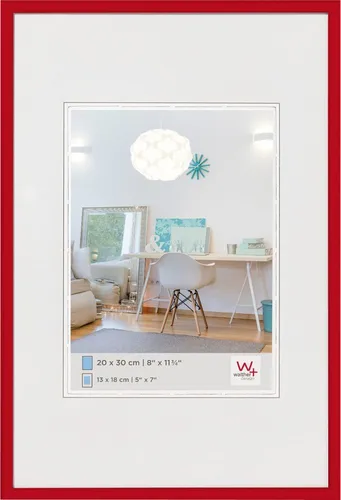 Walther Design Bilderrahmen rot 50 x 70 cm - Wand- & Tischbilderrahmen im modernen Halbrundprofil, ideal für kreative Präsentationen mit Passepartout und in 10 Farben verfügbar.
