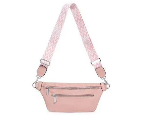 ITALYSHOP24 Bauchtasche Damen Brusttasche Bodybag Crossover Umhängetasche Gürteltasche Bag (Spar-Set aus einer Tasche mit einem breitem Muster Stoffgurt/Umhängeband), Crossbody Handytasche Hüfttasche Schultertasche Handytasche Geldbörse