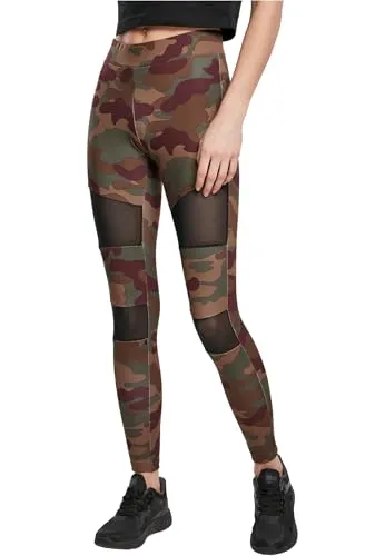 Urban Classics Damen Ladies Tech Mesh Leggings, Redwood camo, XL